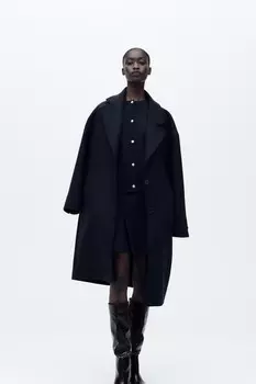 Вязаный кардиган с золотыми пуговицами ZARA, темно-синий