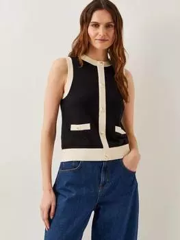 Вязаный кардиган sala без рукавов Monsoon, черный