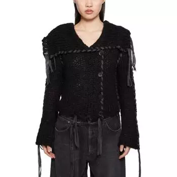 Вязаный кардиган со шнуровкой Acne Studios, черный