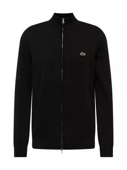 Вязаный кардиган стандартного кроя Lacoste, черный