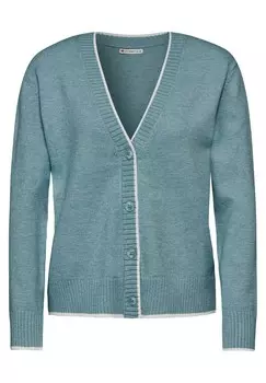 Вязаный кардиган STREET ONE Knit Cardigan, пятнистый синий