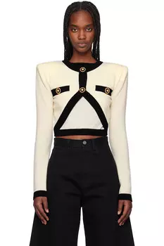 Вязаный кардиган-свитер Balmain, бежевый