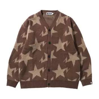 Вязаный кардиган свободного кроя BAPE Sta Pattern, цвет Бежевый