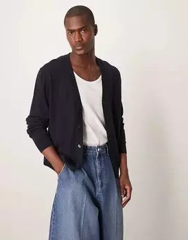 Вязаный кардиган темно-синего цвета Mango