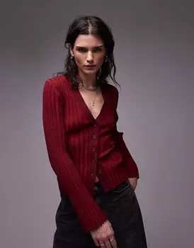 Вязаный кардиган Topshop с покрытием красного и бордового цветов
