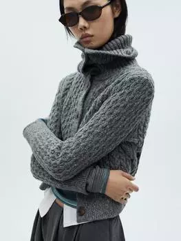 Вязаный кардиган trenzon cale Mango, серый