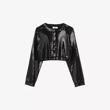 Вязаный кардиган, украшенный пайетками Sandro, цвет noir / gris