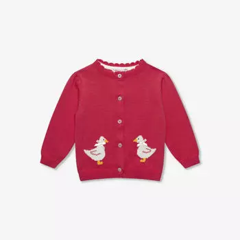 Вязаный кардиган уточка-интарсия 3-24 мес Trotters, цвет watermelon