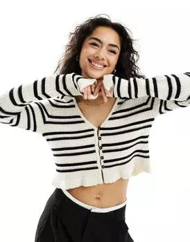 Вязаный кардиган в фактурную полоску ASOS DESIGN