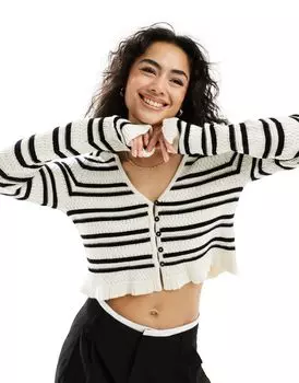 Вязаный кардиган в фактурную полоску ASOS DESIGN