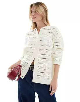 Вязаный кардиган в полоску с открытым воротником и пуговицами ASOS DESIGN