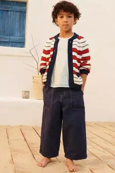 Вязаный кардиган в полоску ZARA, цвет Blue/White