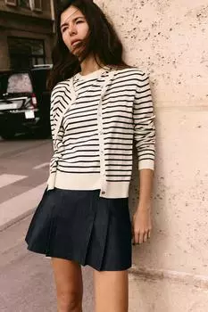 Вязаный кардиган в полоску ZARA, цвет striped