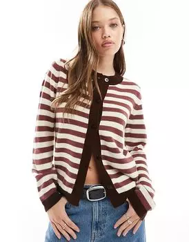 Вязаный кардиган в размытую ретро-красную полоску ASOS DESIGN