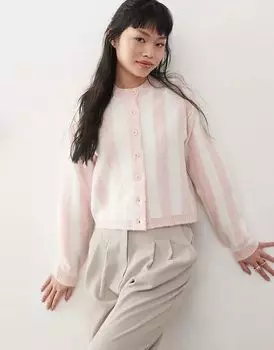 Вязаный кардиган в розовую полоску Miss Selfridge