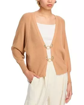 Вязаный кардиган в рубчик с пряжкой Sioni, коричневый