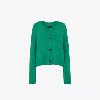 Вязаный кардиган в рубчик с V-образным вырезом Whistles, зеленый