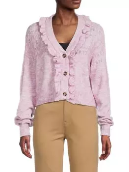 Вязаный кардиган в стиле пуантель с рюшами и отделкой Rd Style, розовый