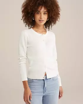 Вязаный кардиган WE Fashion, белый