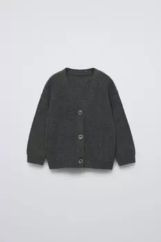 Вязаный кардиган ZARA, антрацитово-серый