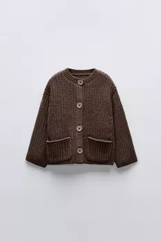 Вязаный кардиган ZARA, цвет chocolate