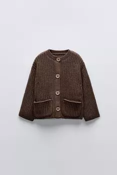 Вязаный кардиган ZARA, цвет chocolate