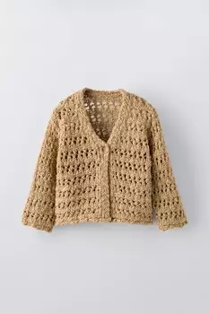 Вязаный кардиган ZARA, цвет mustard
