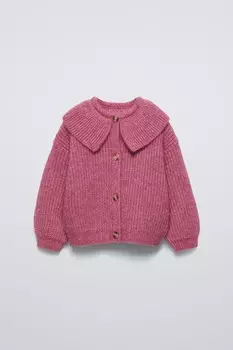 Вязаный кардиган ZARA, цвет raspberry