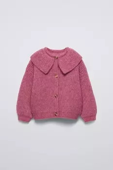 Вязаный кардиган ZARA, цвет raspberry
