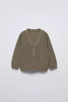 Вязаный кардиган ZARA, хаки меланж