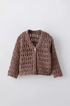 Вязаный кардиган ZARA, коричневый