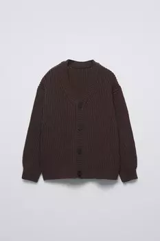 Вязаный кардиган ZARA, коричневый