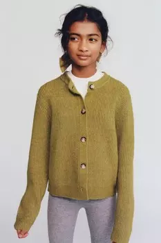 Вязаный кардиган ZARA, оливково-зеленый