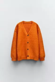 Вязаный кардиган ZARA, оранжевый