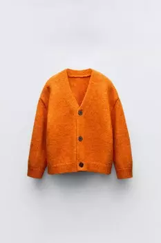 Вязаный кардиган ZARA, оранжевый