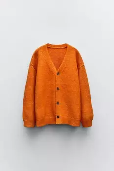 Вязаный кардиган ZARA, оранжевый