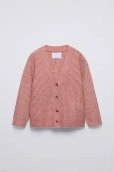Вязаный кардиган ZARA, розовый