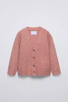 Вязаный кардиган ZARA, розовый