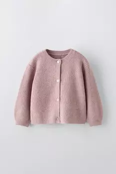 Вязаный кардиган ZARA, розовый мергель