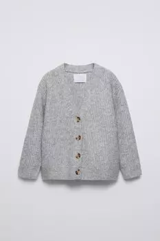Вязаный кардиган ZARA, средне-серый