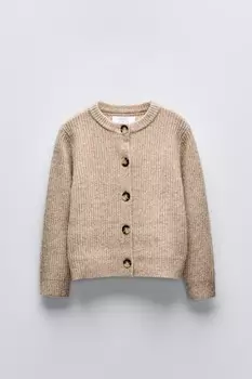 Вязаный кардиган ZARA, светло-бежевый