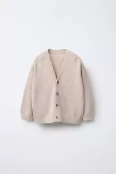 Вязаный кардиган ZARA, светло-бежевый