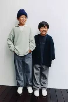 Вязаный кардиган ZARA, темно-синий