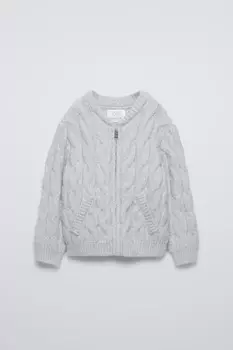 Вязаный кардиган ZARA, жемчужно-серый