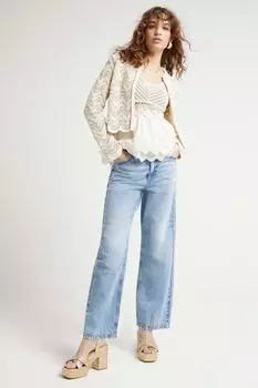 Вязаный кардиган зигзагообразными узорами River Island, бежевый