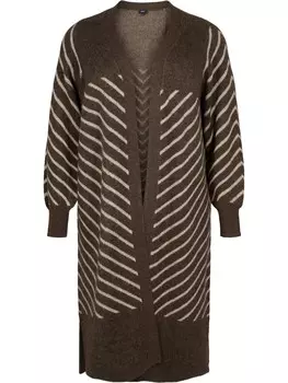 Вязаный кардиган Zizzi Winnie, цвет Chocolate/Light brown
