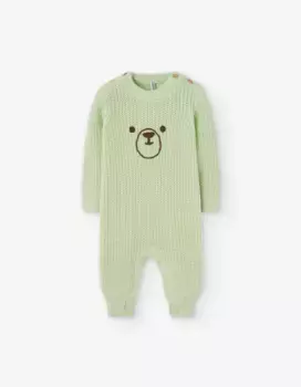 Вязаный комбинезон для мальчика с вышивкой спереди Losan, светло-зеленый