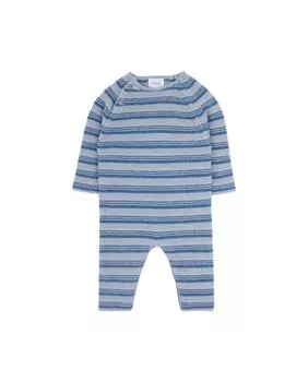 Вязаный комбинезон для мальчика в полоску KNOT, синий