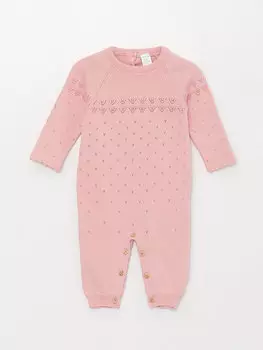 Вязаный комбинезон для маленьких девочек с круглым вырезом и узором LCW baby