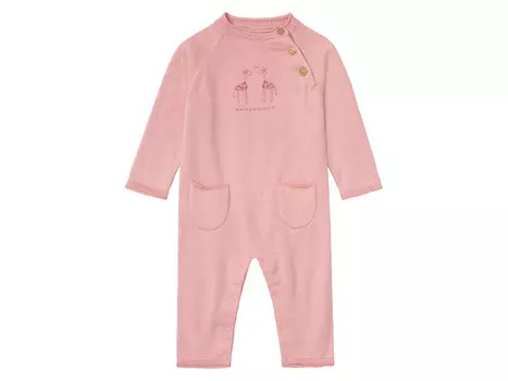 Вязаный комбинезон на пуговицах для маленьких девочек и мальчиков с животным мотивом, светло-розовый